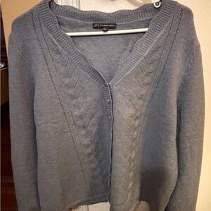 Adrianna Papell Gray Cable Knit Cardigan
